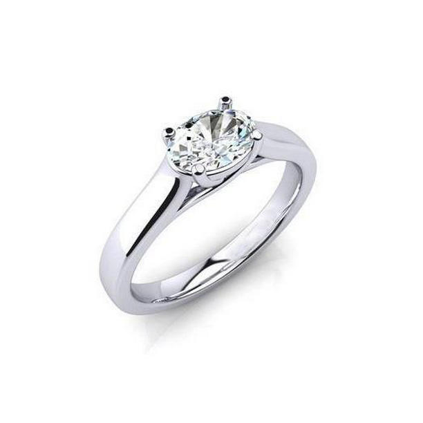 63599 1.25 CT Solitaire Oval Cut Diamond Wedding Ring, White Gold - Size 6.5