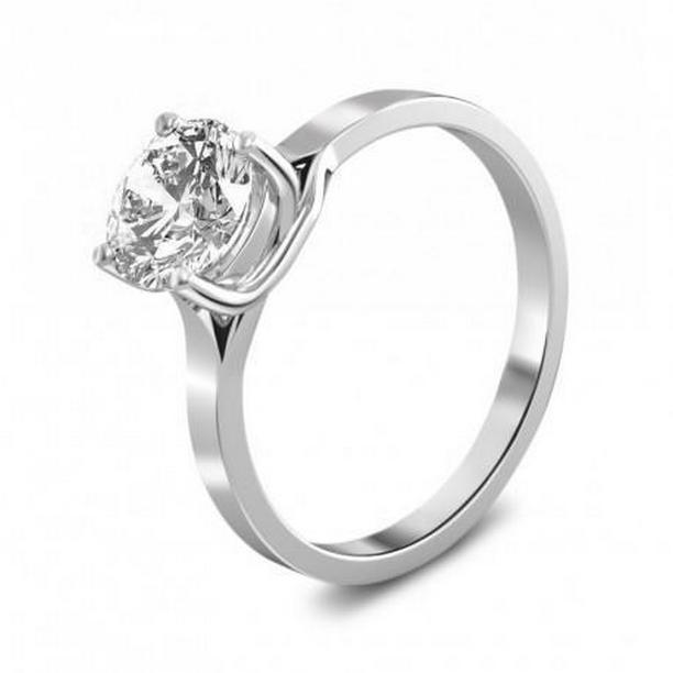 63602 1.50 CT Solitaire Diamond Anniversary Ring, 14K White Gold - Size 6.5