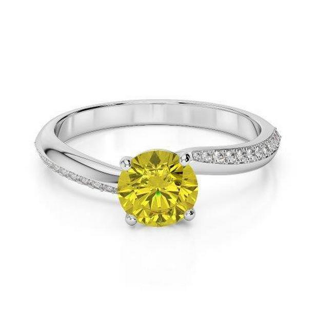 Picture of Harry Chad Enterprises 63613 Prong Set Round Cut 3.50 CT Yellow Sapphire with Diamonds Ring&#44; Size 6.5