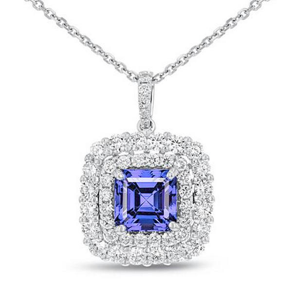 64218 2.75 CT Blue Tanzanite with Diamonds Pendant Necklace, White Gold -  Harry Chad Enterprises