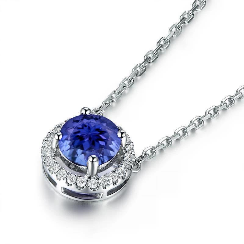 64221 14K White Gold 3.25 CT Tanzanite & Diamonds Pendant Necklace -  Harry Chad Enterprises