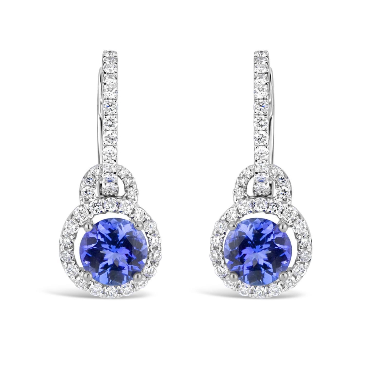 Ladies 5.50 CT Tanzanite with Diamonds Dangle Earrings