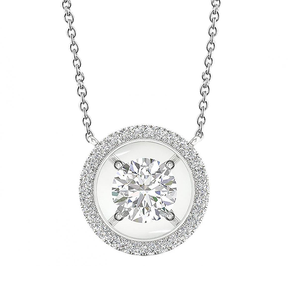 64236 1.8 CT Diamonds Circle Pendant Necklace with Chain, White Gold