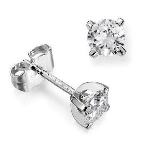 64853 1.75 CT Sparkling Round Cut Diamond Stud Earring, 14K White Gold