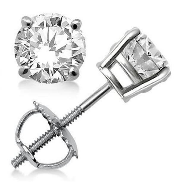 2.40 CT Solitaire Round Diamond Womens Stud Earring, 14K White Gold