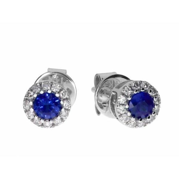 Brilliant Cut Sapphire & Diamond 3 CT Stud Earring, White Gold