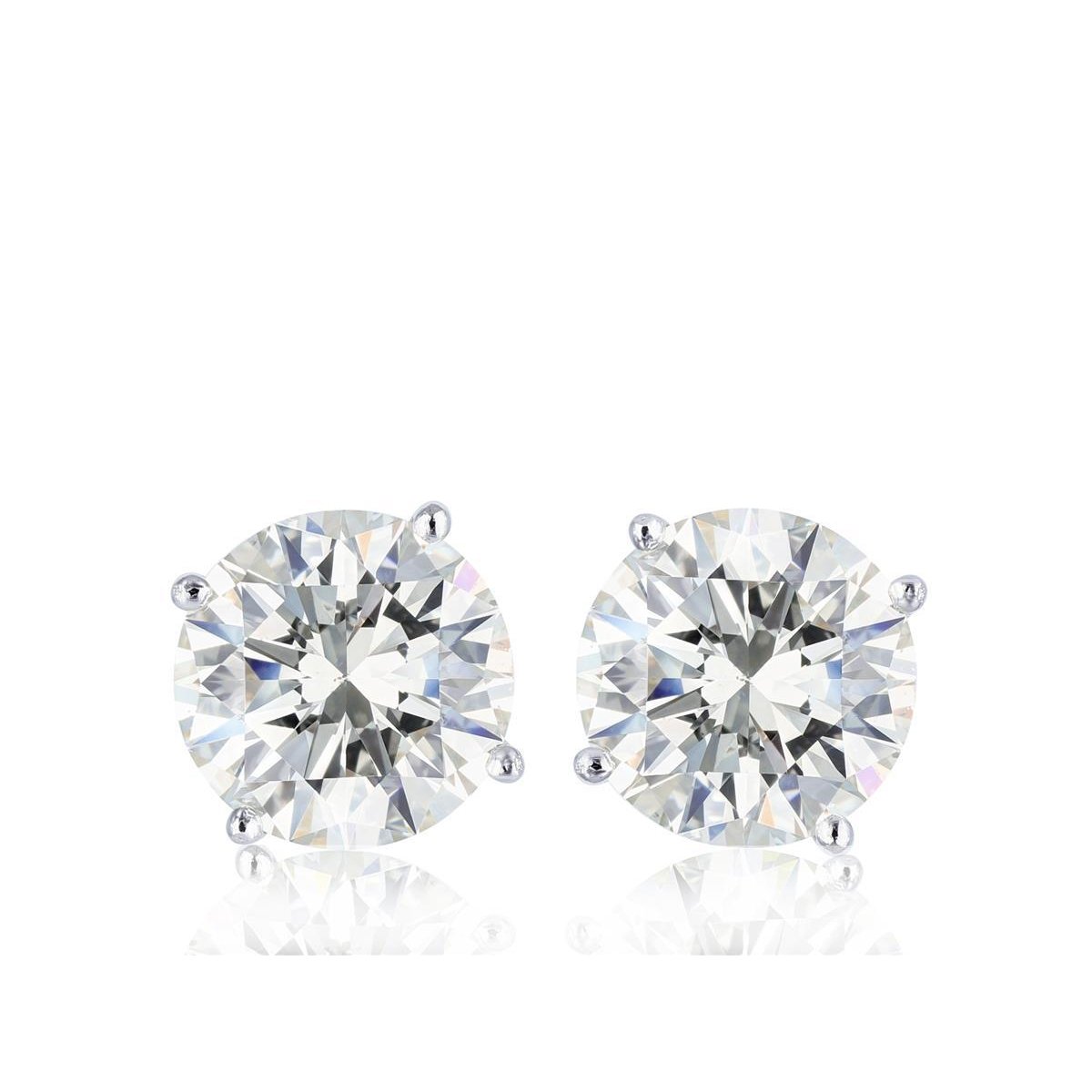 64886 Solitaire Round Cut 2 CT Diamond Stud Earring, 14K White Gold