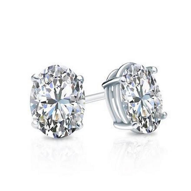 1.5 CT Fine Womens Stud Oval Diamond Earring
