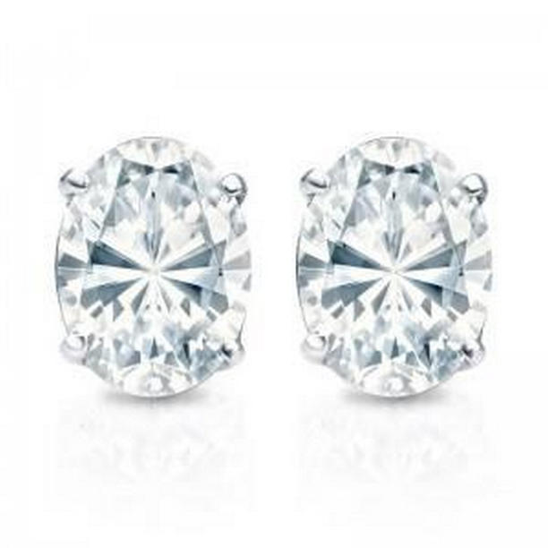 64894 2.5 CT Womens Oval Cut Diamond Stud Earrings, 14K White Gold