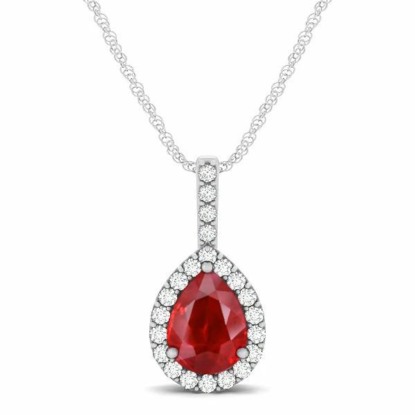 Picture of Harry Chad Enterprises 64896 Pear Cut Red Ruby & Diamond 3.50 CT Womens Pendant
