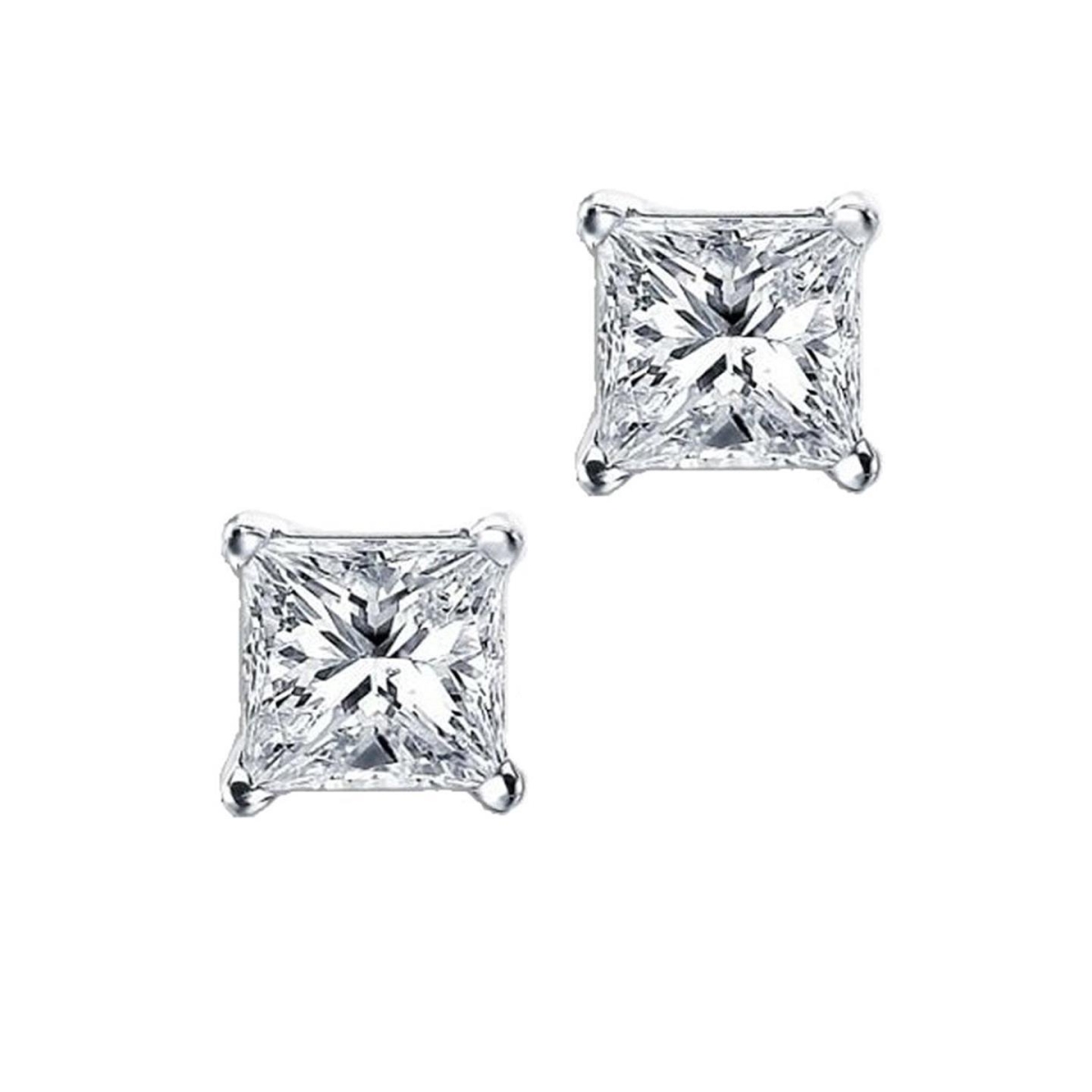 64909 1.70 CT Princess Cut Diamond 14K White Gold Prong Set Stud Earrings