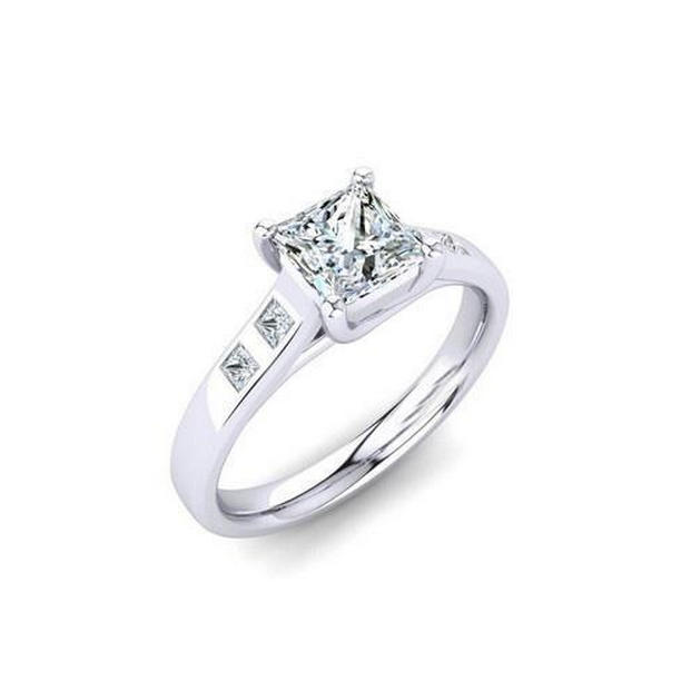 64911 1.82 CT Princess Cut Diamond Engagement Ring, 14K White Gold - Size 6.5