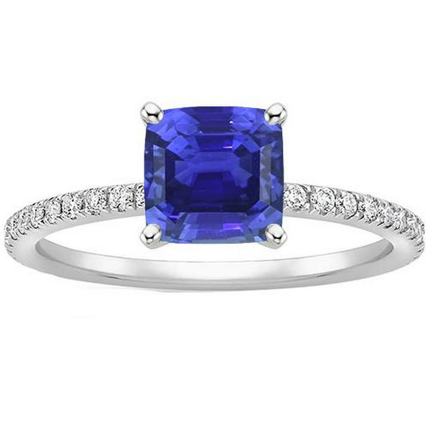 Picture of Harry Chad Enterprises 65704 3 CT Gold Cushion Sri Lankan Sapphire with Accents Diamond Ring&#44; Size 6.5