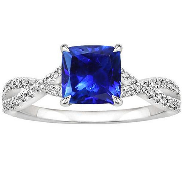 Picture of Harry Chad Enterprises 65722 3.25 CT Womens Cushion Ceylon Sapphire with Accents Diamond Ring&#44; Size 6.5