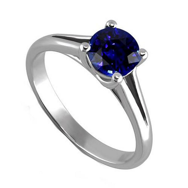 Picture of Harry Chad Enterprises 65732 1.50 CT Round Gold Solitaire Ceylon U Prong Setting Sapphire Ring&#44; Size 6.5