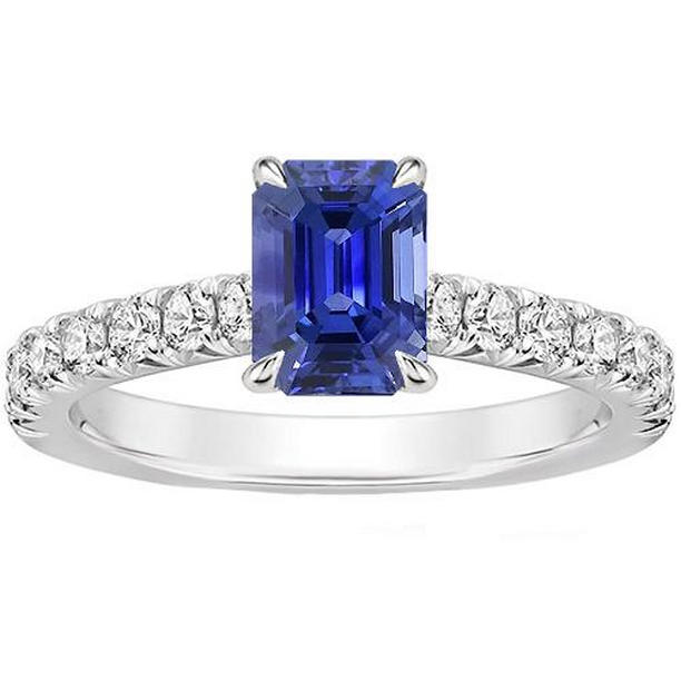 Picture of Harry Chad Enterprises 66217 4.25 CT Pave Setting Emerald Ceylon Sapphire Diamond Ring&#44; Size 6.5