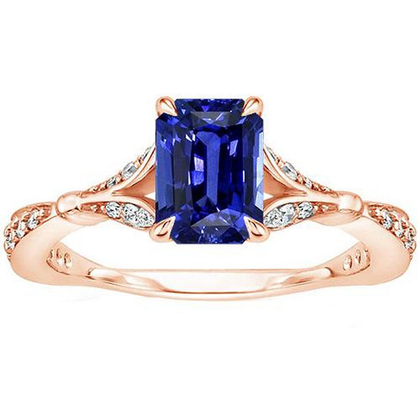 Picture of Harry Chad Enterprises 66225 4 CT Accents Stone Radiant Blue Sapphire & Diamond Engagement Ring&#44; Size 6.5
