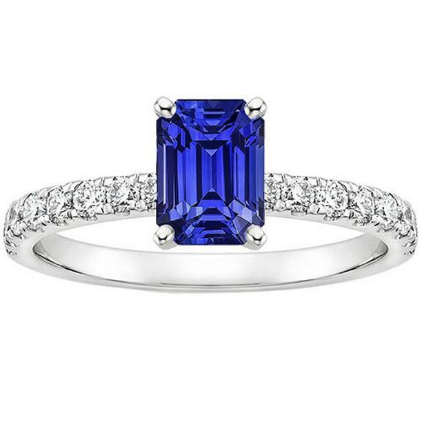 Picture of Harry Chad Enterprises 66228 4.25 CT Solitaire Accents Sri Lankan Sapphire & Diamond Ring&#44; Size 6.5