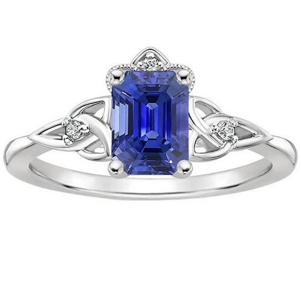 Picture of Harry Chad Enterprises 66252 3.25 CT 4 Stones Emerald Blue Sapphire & Diamond Engagement Ring&#44; Size 6.5