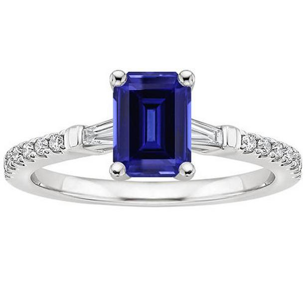 Picture of Harry Chad Enterprises 66262 4 CT Solitaire Accents Sri Lankan Sapphire & Diamond Ring&#44; Size 6.5