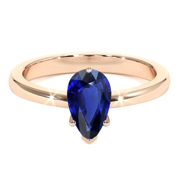 66710 Solitaire Pear Ceylon Sapphire 2 CT Prong Set Anniversary Ring, Size 6.5