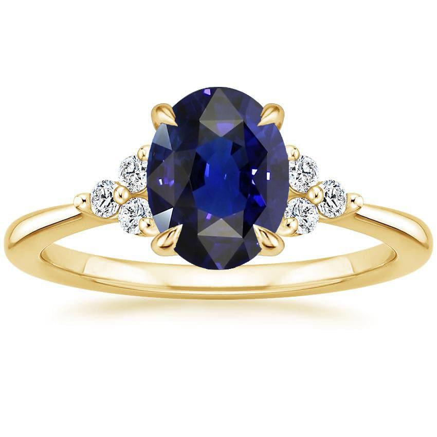 66748 3.50 CT Gemstone Solitaire with Accents Deep Blue Sapphire Ring, Size 6.5