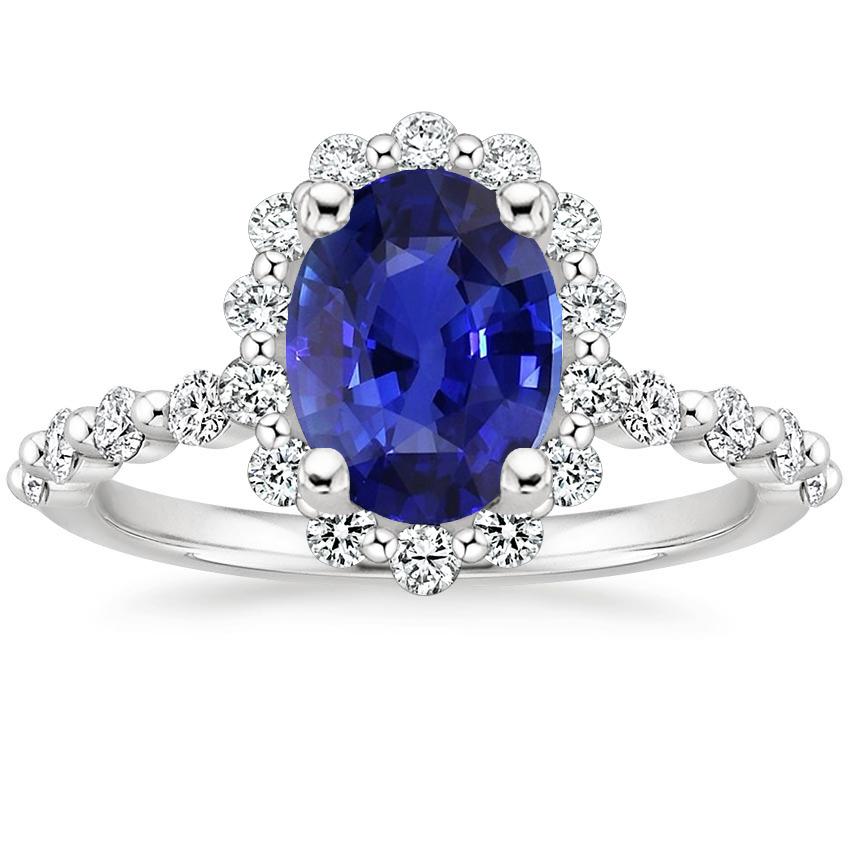 Picture of Harry Chad Enterprises 66752 4 CT Halo Flower Style Sri Lankan Sapphire Diamond Ring&#44; Size 6.5