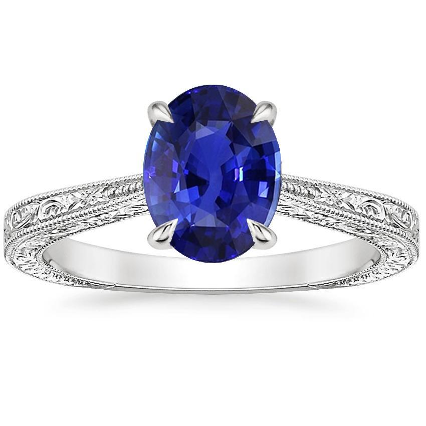 66756 2.50 CT Womens Antique Style Sri Lankan Sapphire Solitaire Ring, Size 6.5 -  Harry Chad Enterprises