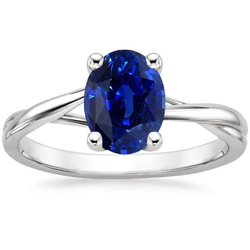 66757 3 CT Solitaire Ceylon Sapphire Ring Oval Cut Prong Set, Size 6.5