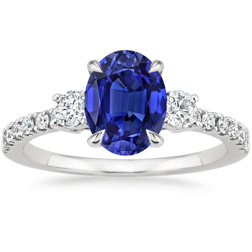 66762 4.50 CT Diamond Solitaire with Accents Blue Sapphire Ring, Size 6.5