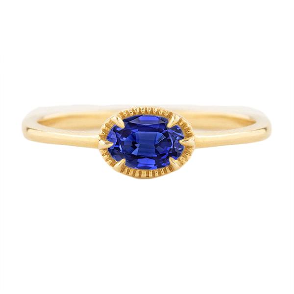 67194 1.50 CT Yellow Gold Prong Set Blue Sapphire Solitaire Ring, Size 6.5