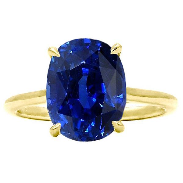 67206 4 CT Solitaire Oval Set Ceylon Sapphire Prong Ring, Size 6.5