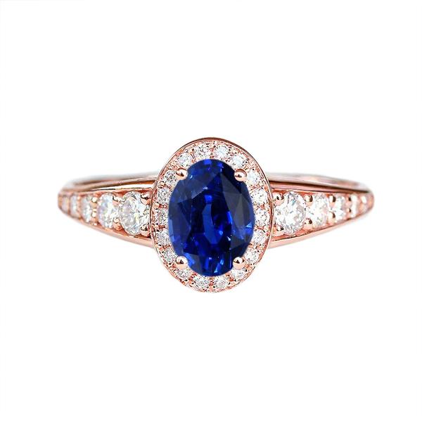 67207 3.50 CT Halo Diamond Sapphire Oval Cut Sri Lankan Anniversary Ring, Size 6.5