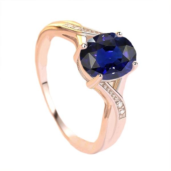 3 CT Diamond Jewelry Oval Cut Deep Blue Sapphire Ring, Size 6.5