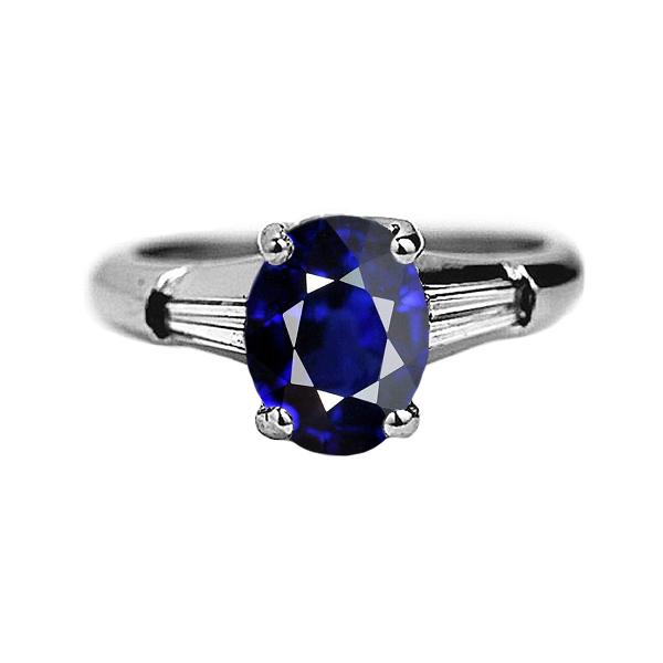 67215 Solitaire Deep Blue 2.50 CT Ladies Sapphire Ring, Size 6.5