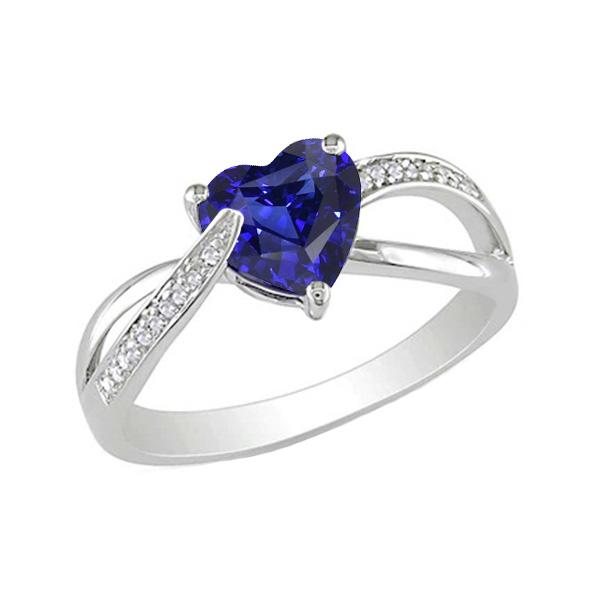 67233 2 CT Blue Sapphire & Diamonds Engagement Ring, Gold - Size 6.5