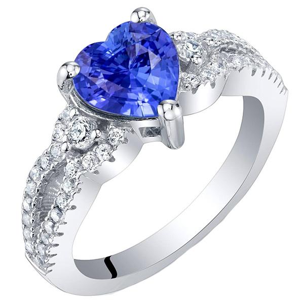 67243 Blue Sapphire & 4.50 CT 14K White Gold Diamond Ring, Size 6.5