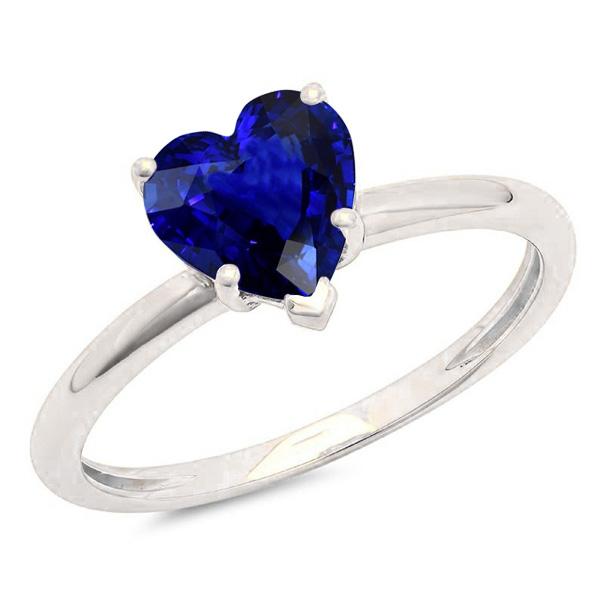 67691 2 CT Ladies Solitaire Heart Shaped Natural Blue Sapphire Ring, Size 6.5
