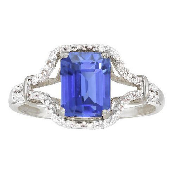 67710 4 CT Gemstone Emerald Ceylon Split Shank Sapphire Ring, Size 6.5