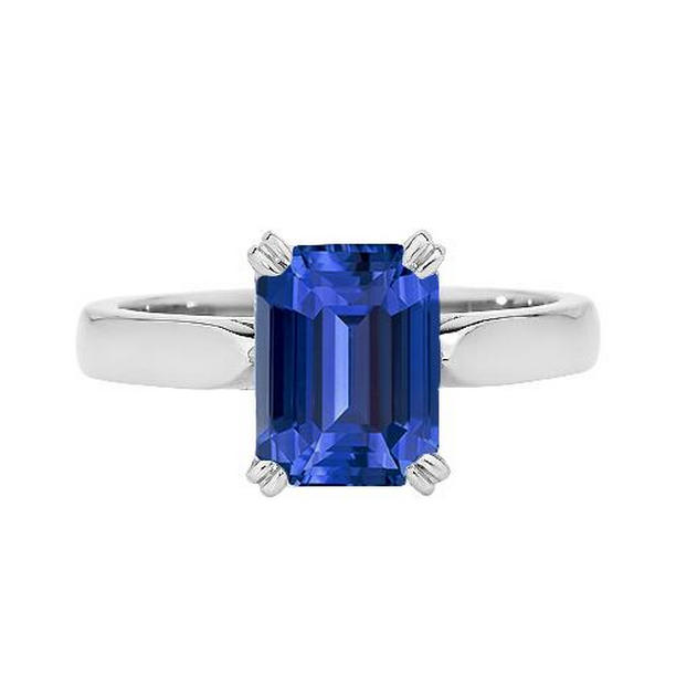 67717 2.50 CT Solitaire Emerald Prong Set Ceylon Sapphire Ring, 14K Gold - Size 6.5