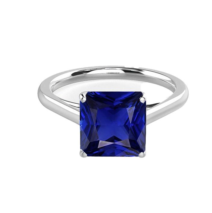 68617 Radiant Sapphire 2 CT Cathedral Setting Solitaire Ring, 14K Gold - Size 6.5