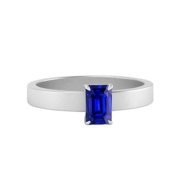 68639 Emerald Solitaire Gemstone Ring 1.50 CT Ceylon Sapphire Prong Set, Size 6.5