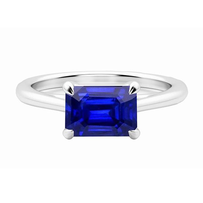 68644 Ladies 2 CT Prong Set Emerald Cut Srilanka Sapphire Solitaire Ring, Size 6.5