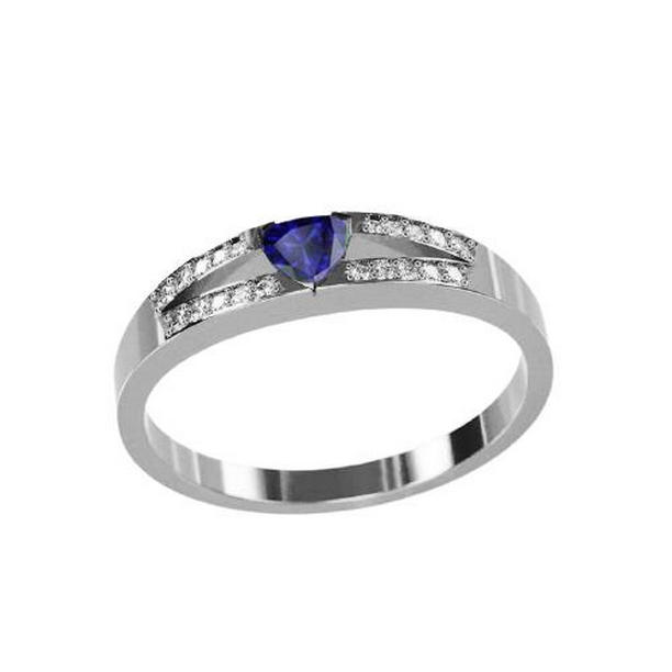 1 CT Diamond Trillion Sapphire Jewelry Split Shank Engagement Ring, Size 6.5