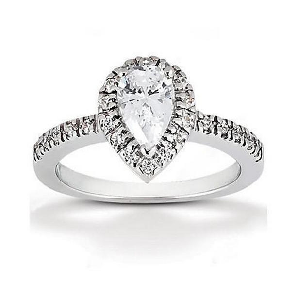 2.50 CT Royal Halo Pear Diamond Engagement Ring, Size 6.5