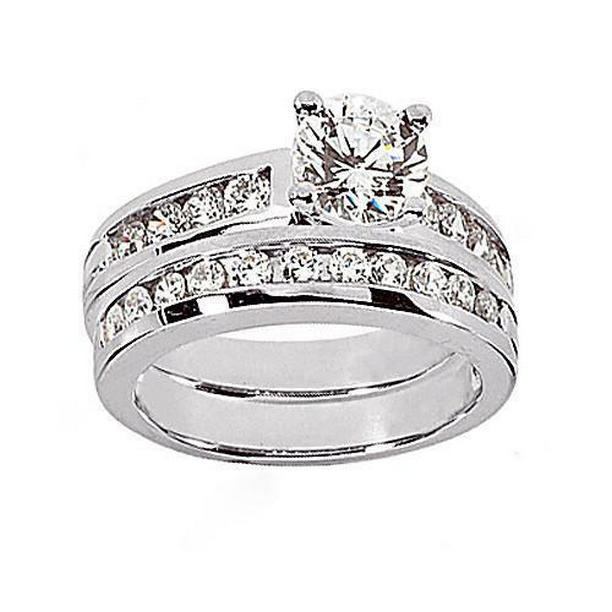795 3 CT Round Diamond Engagement Ring Set, 14K White Gold - Size 6.5