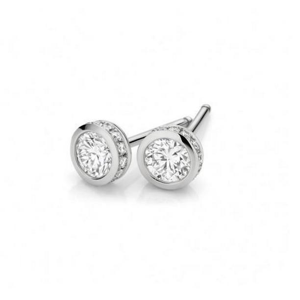 3.20 CT Round Cut Diamonds Lady Sparkling Stud Earrings, White Gold