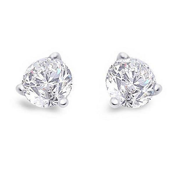 54579 1.5 CT Round Solitaire White Gold Prong Set Diamond Stud Earring