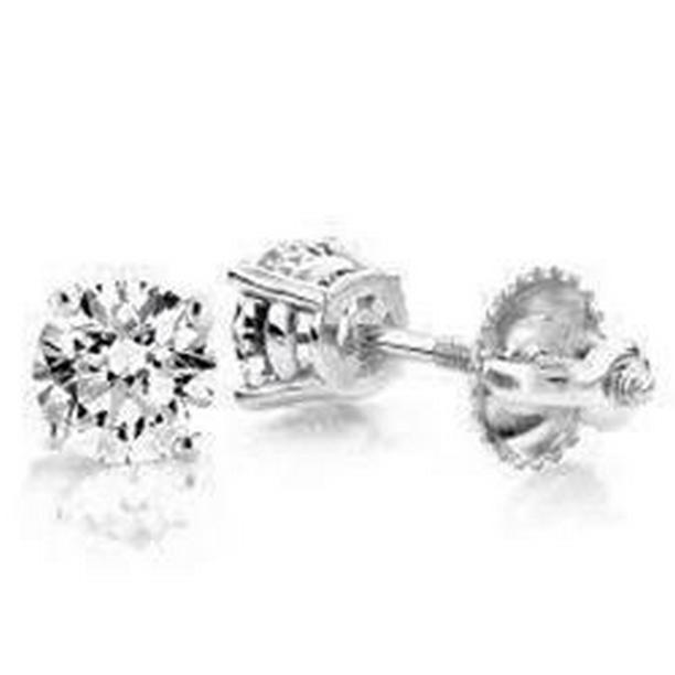 1 CT Round Cut Diamond Lady 14K White Gold Fine Stud Earring