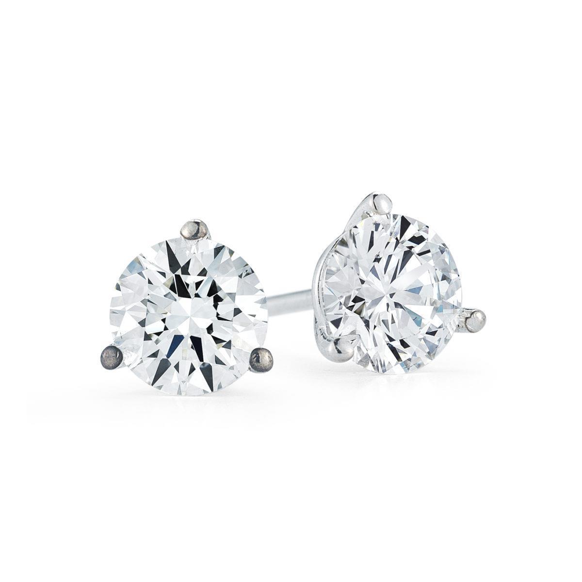 54636 1.10 CT Round Cut Solitaire 14K White Gold Diamond Stud Earring